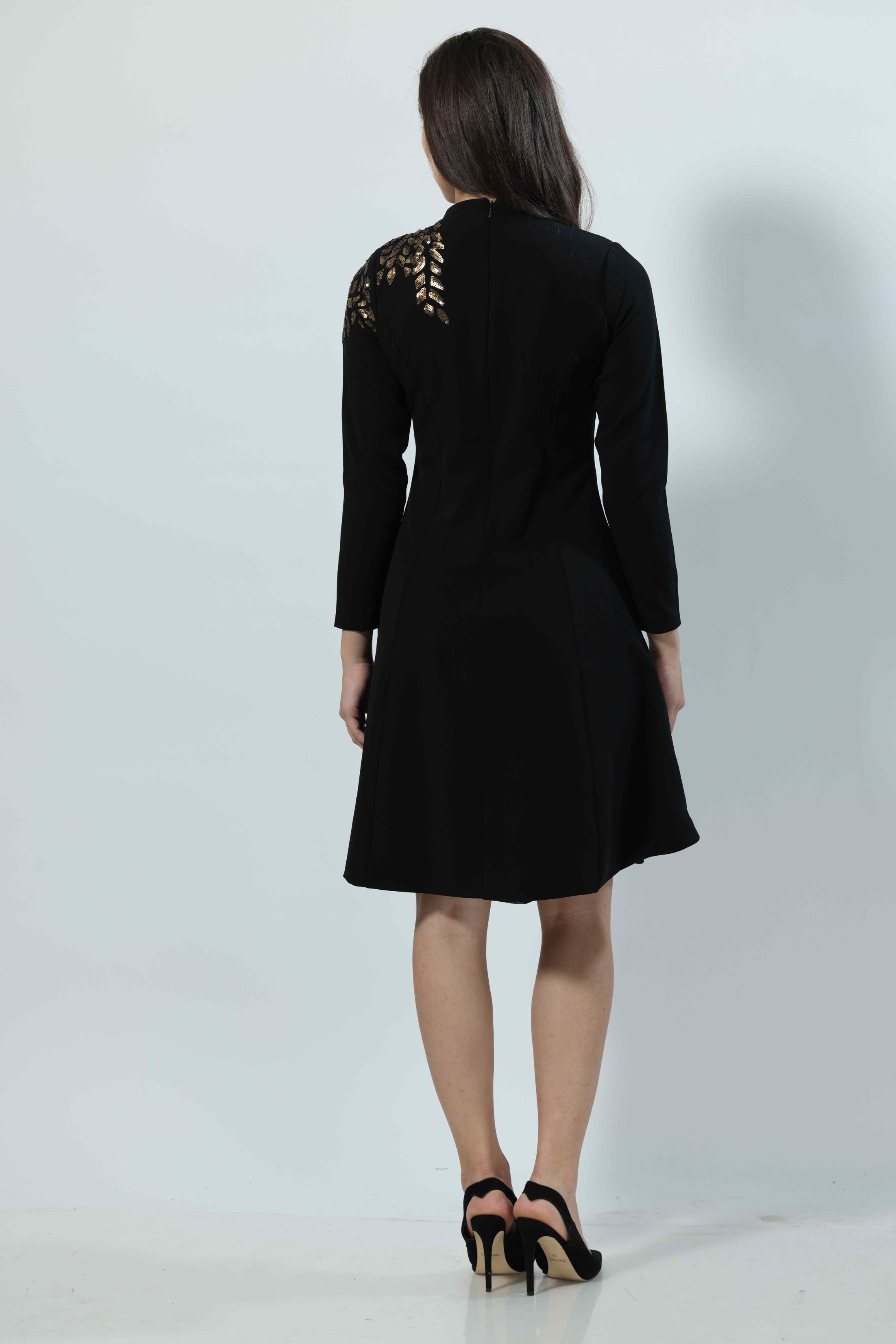 High Neck Full Sleeve Midi Dress