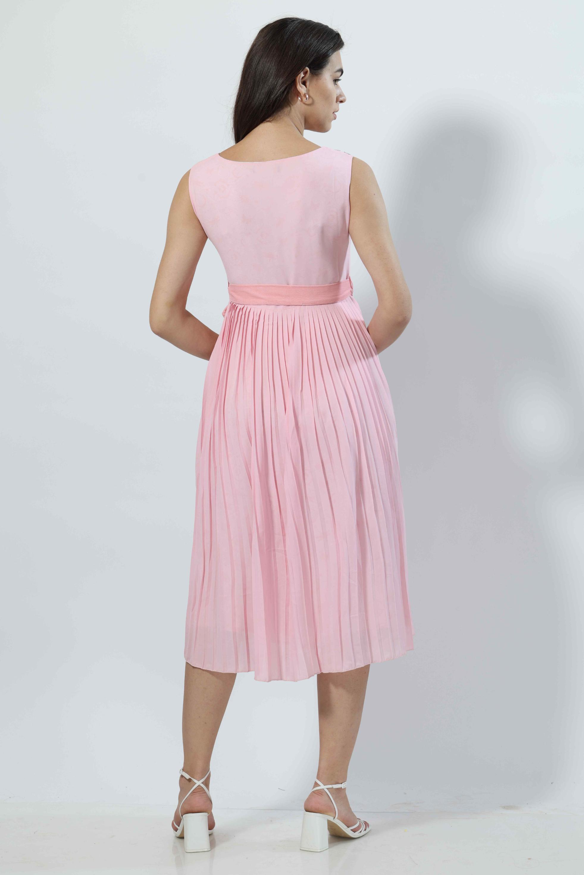 Pleated Skirt Style Midi Dress