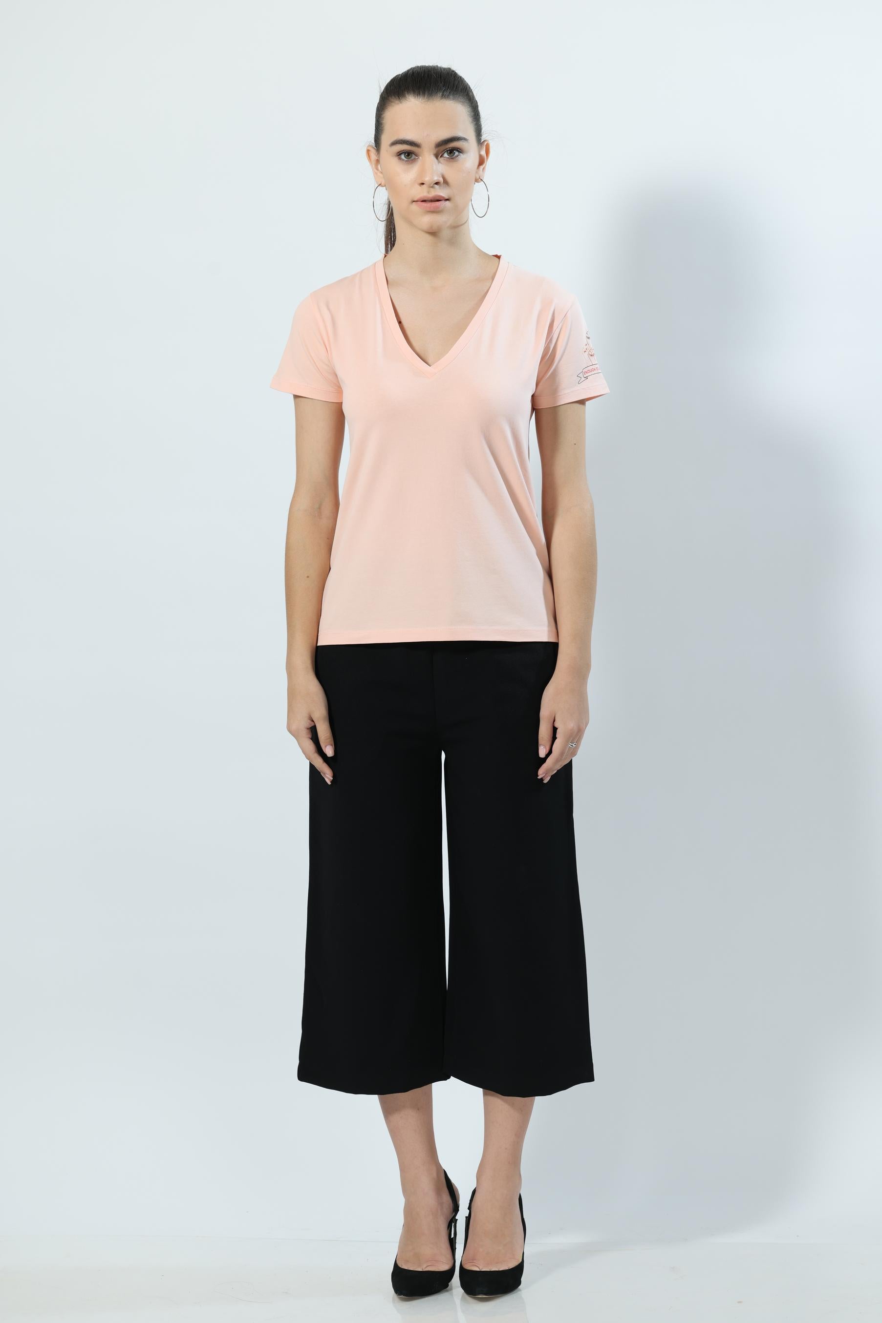 Enough Is Enough V-neck Jersey Peach Melba Top