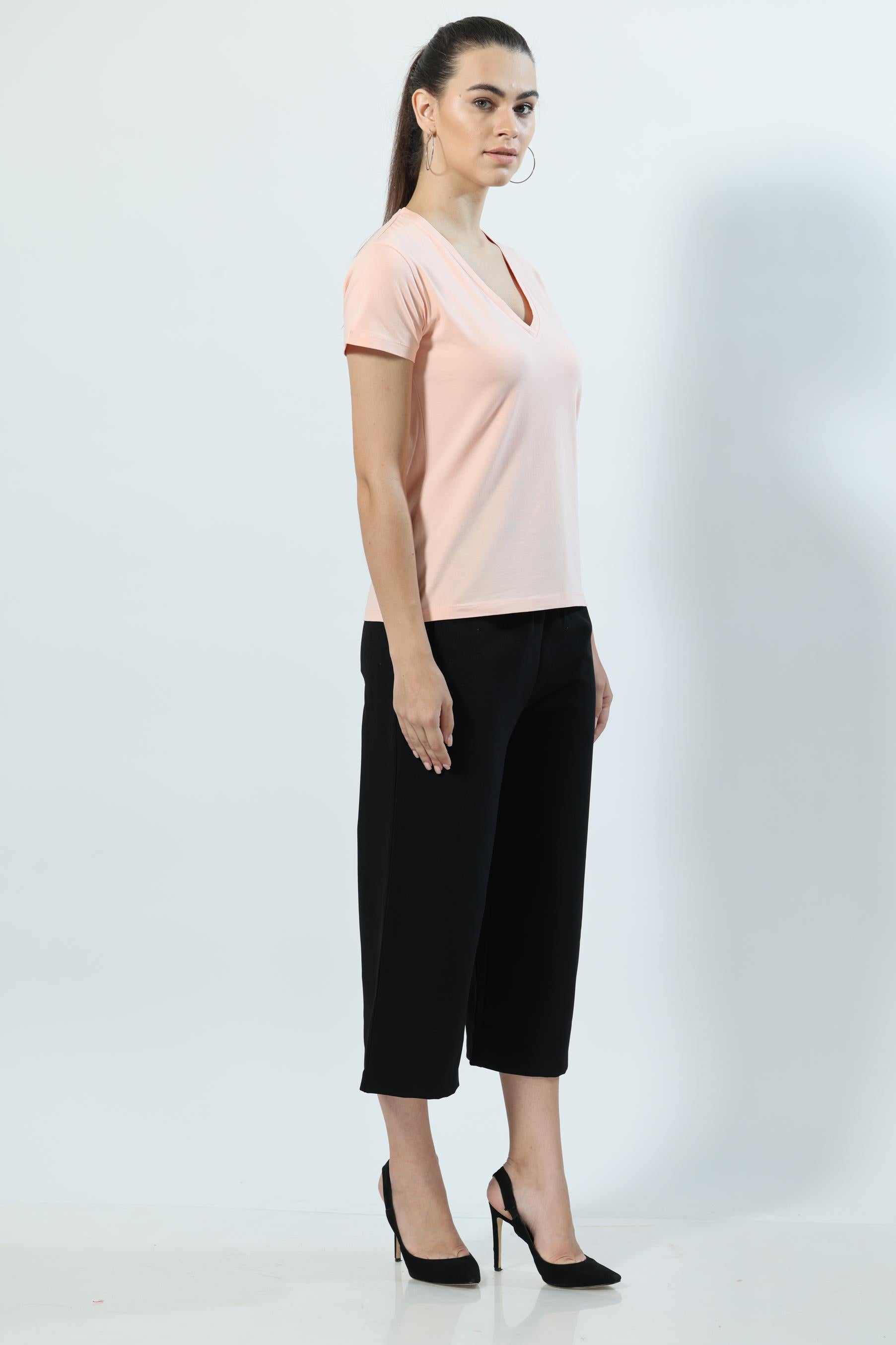 Enough Is Enough V-neck Jersey Peach Melba Top