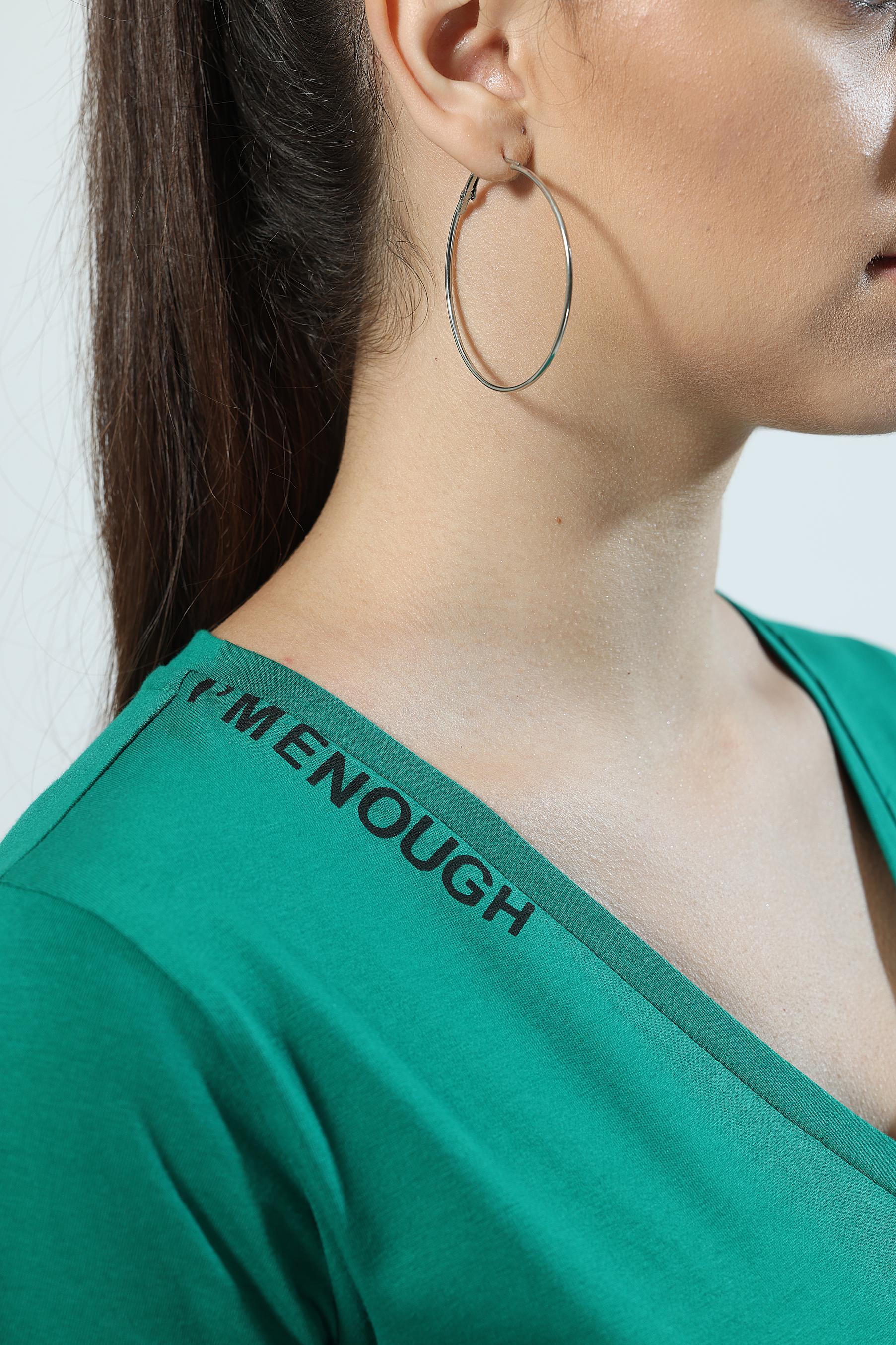 I'm Enough V-neck Jersey Green Top