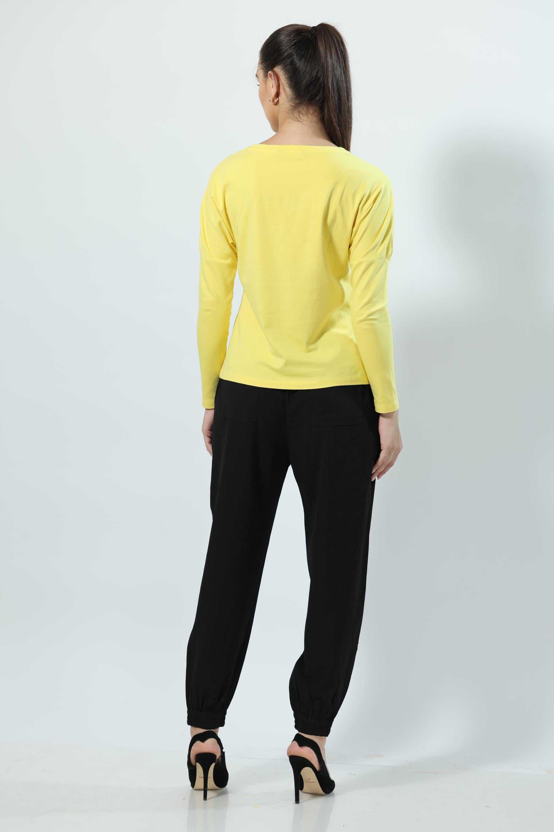 Don't Hate Meditate Full Sleeve Yellow Top