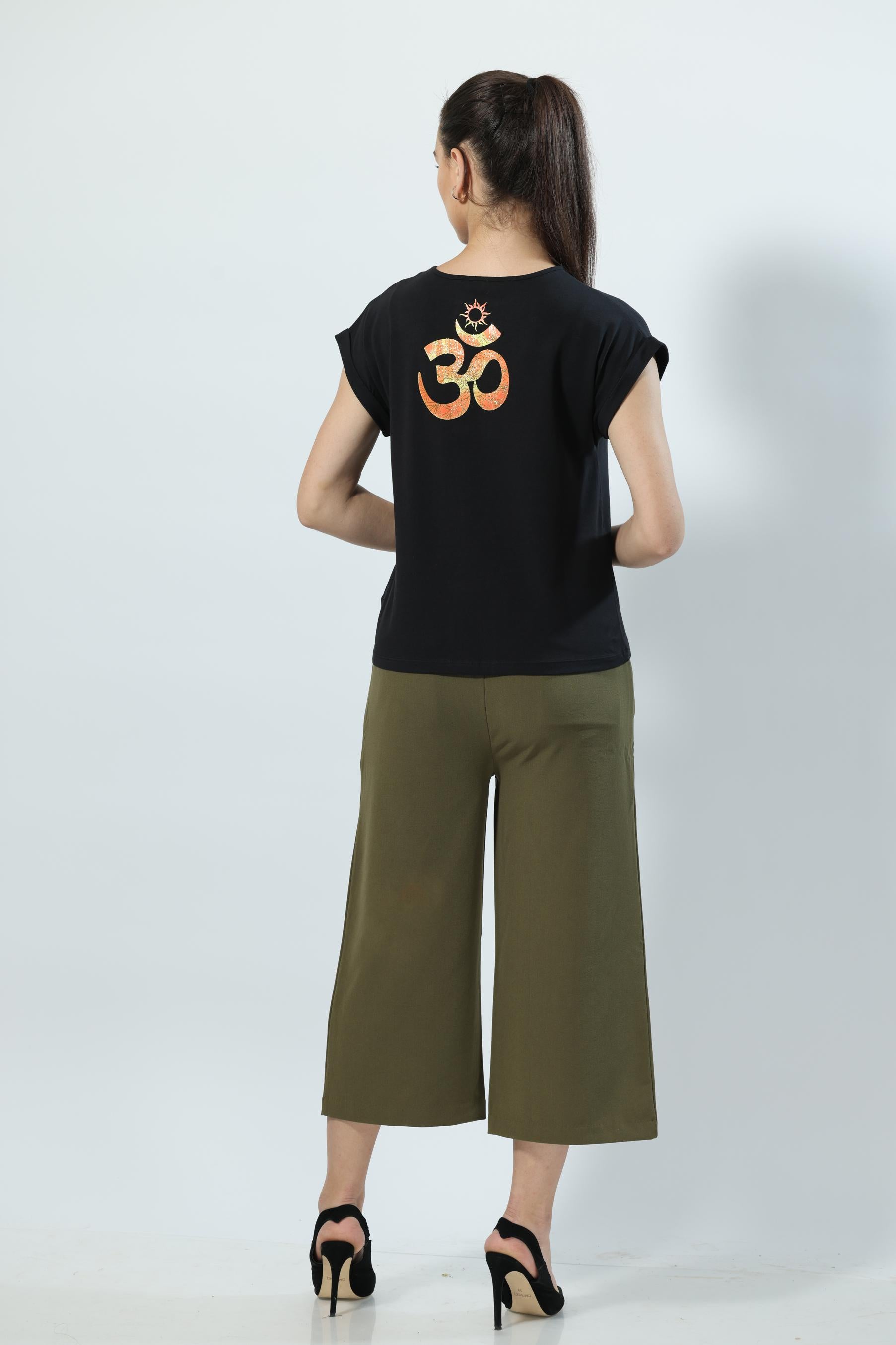 Om V-Neck Black Tshirt