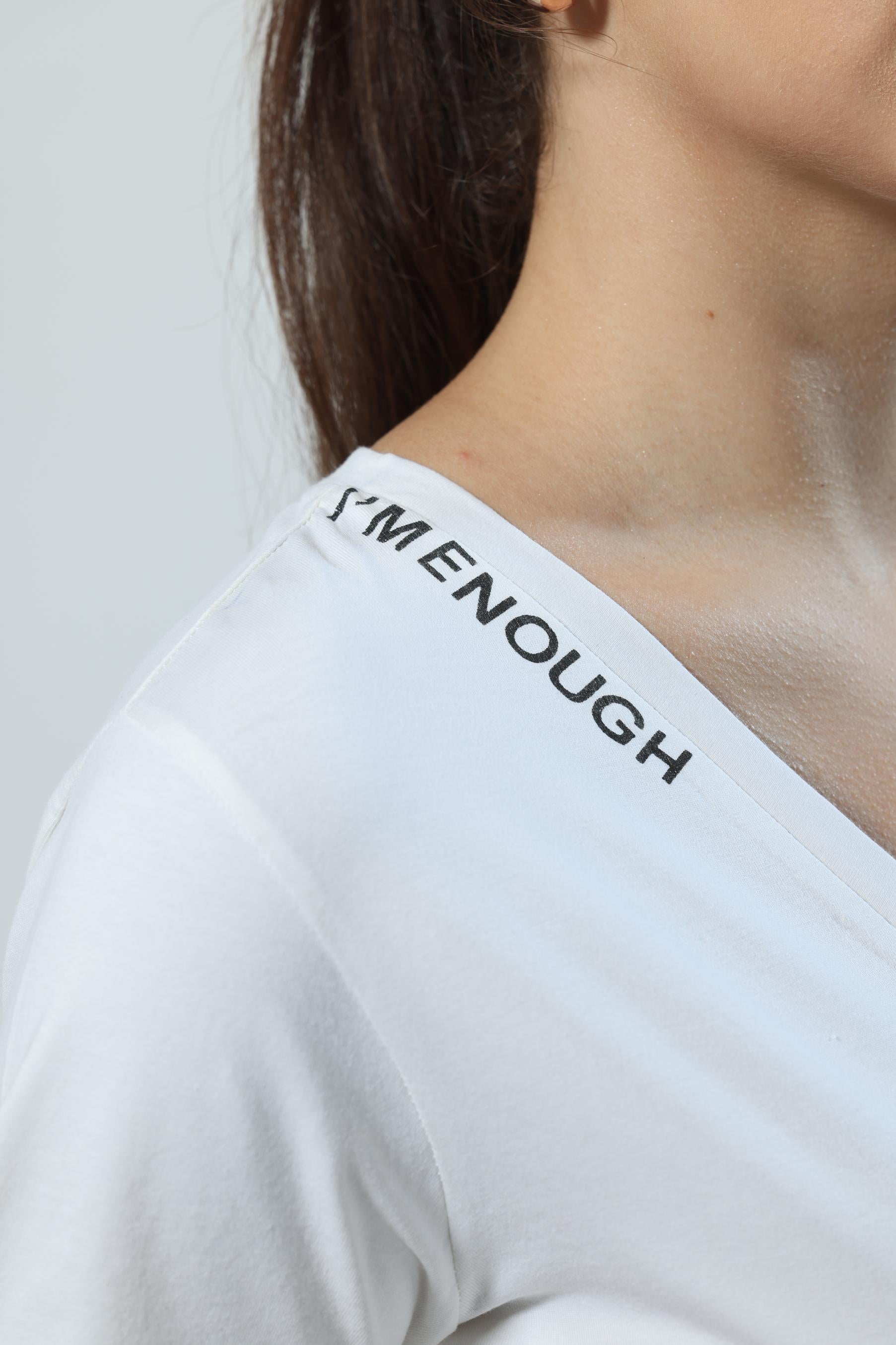 I'm Enough V-neck Jersey White Top