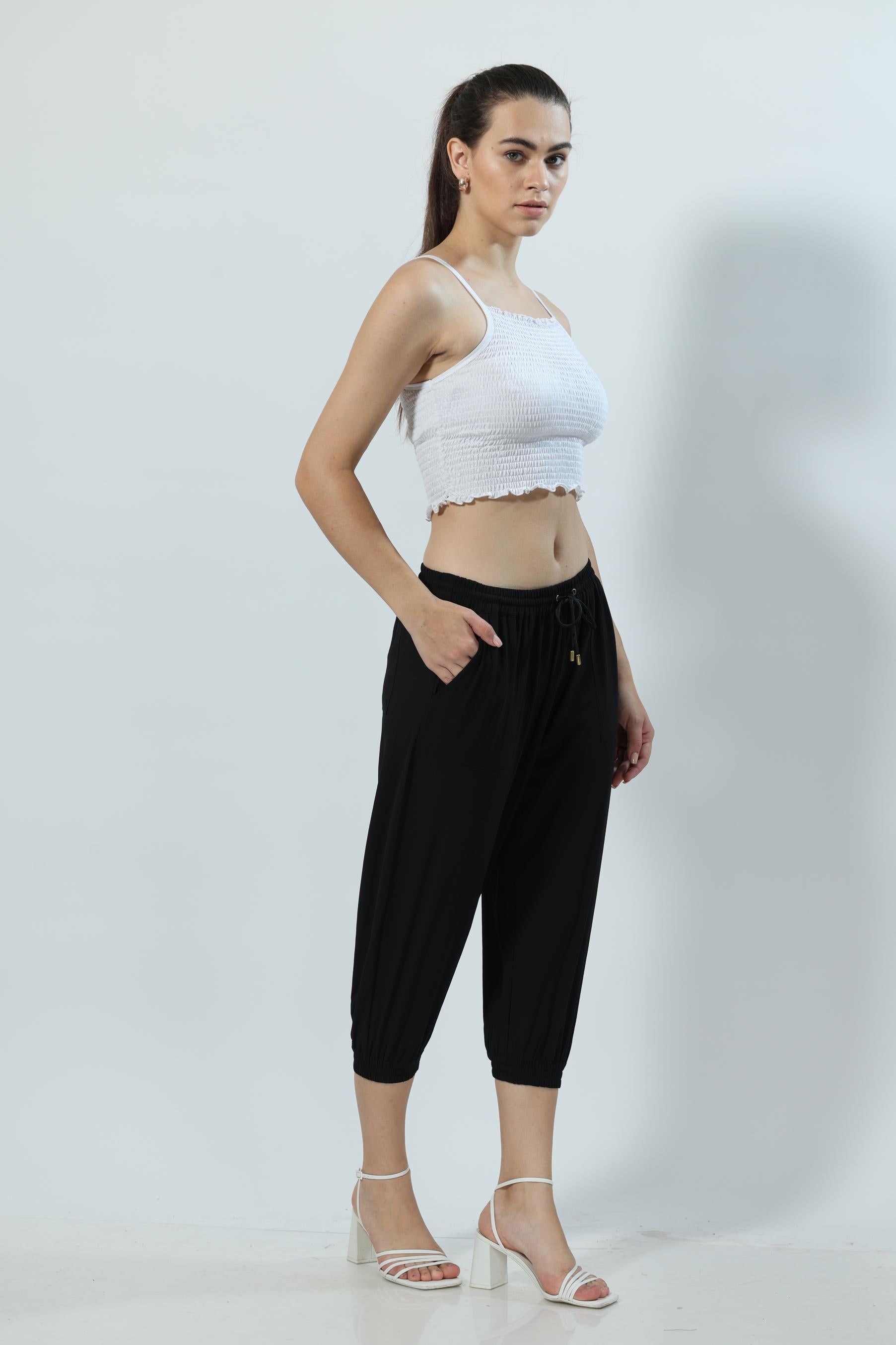 Ankle Length Casual Black Trouser