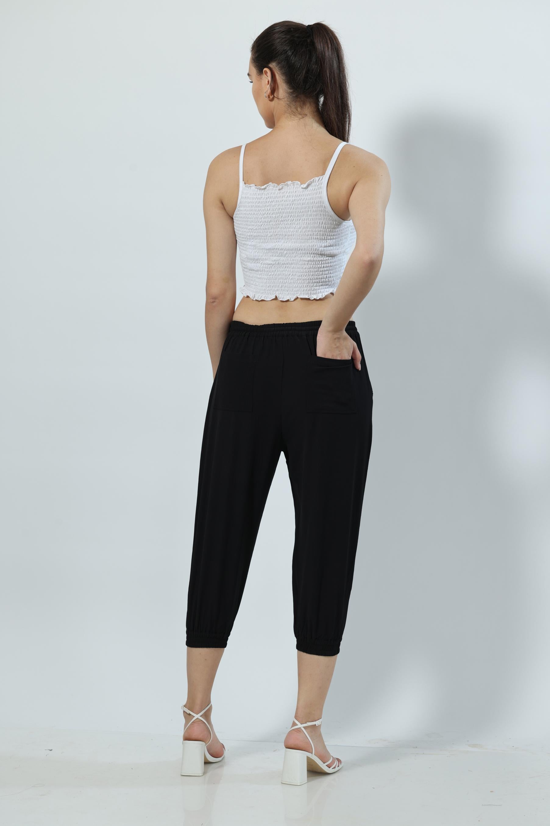 Ankle Length Casual Black Trouser