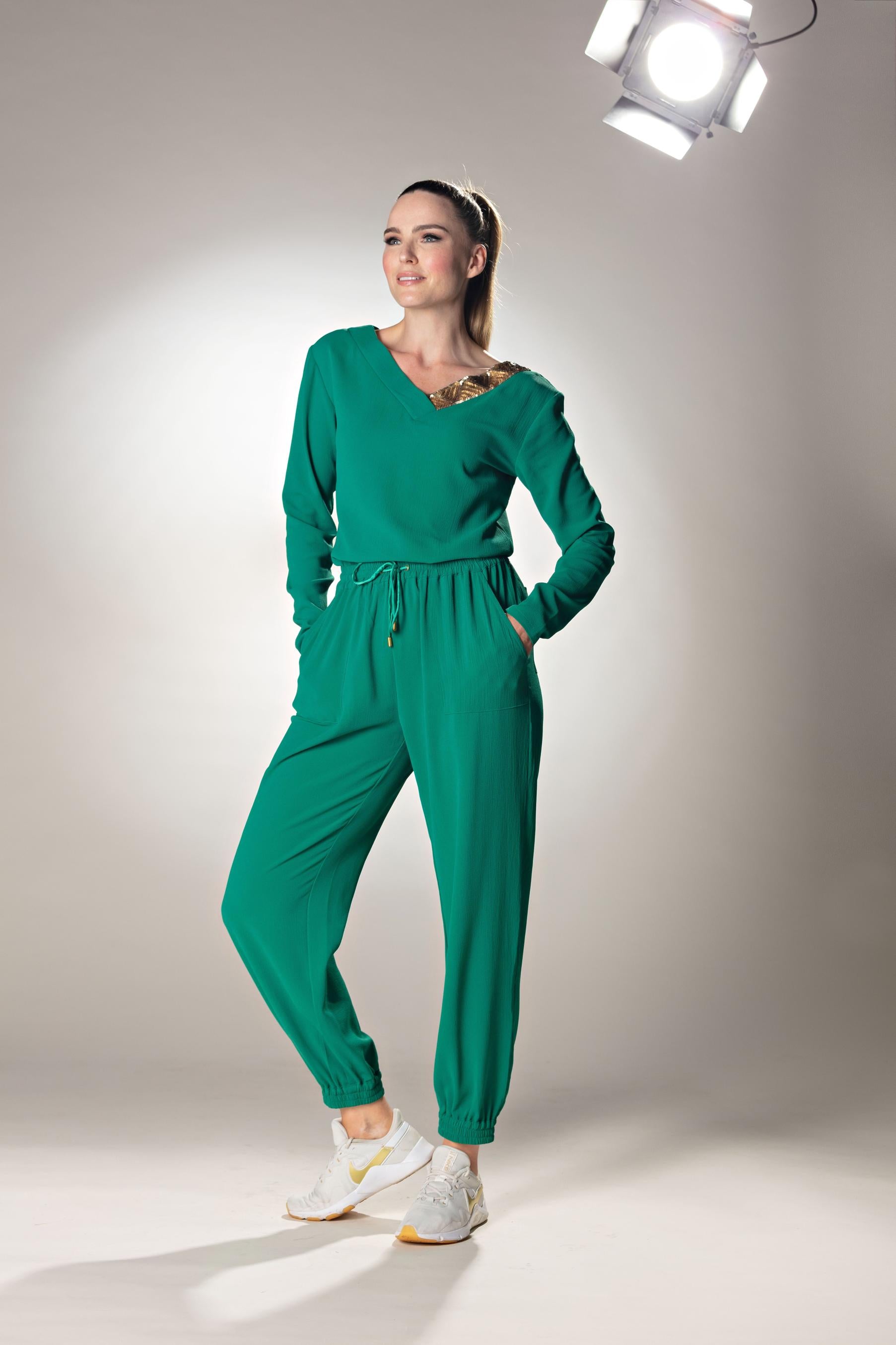 Full Length Casual Green Trouser