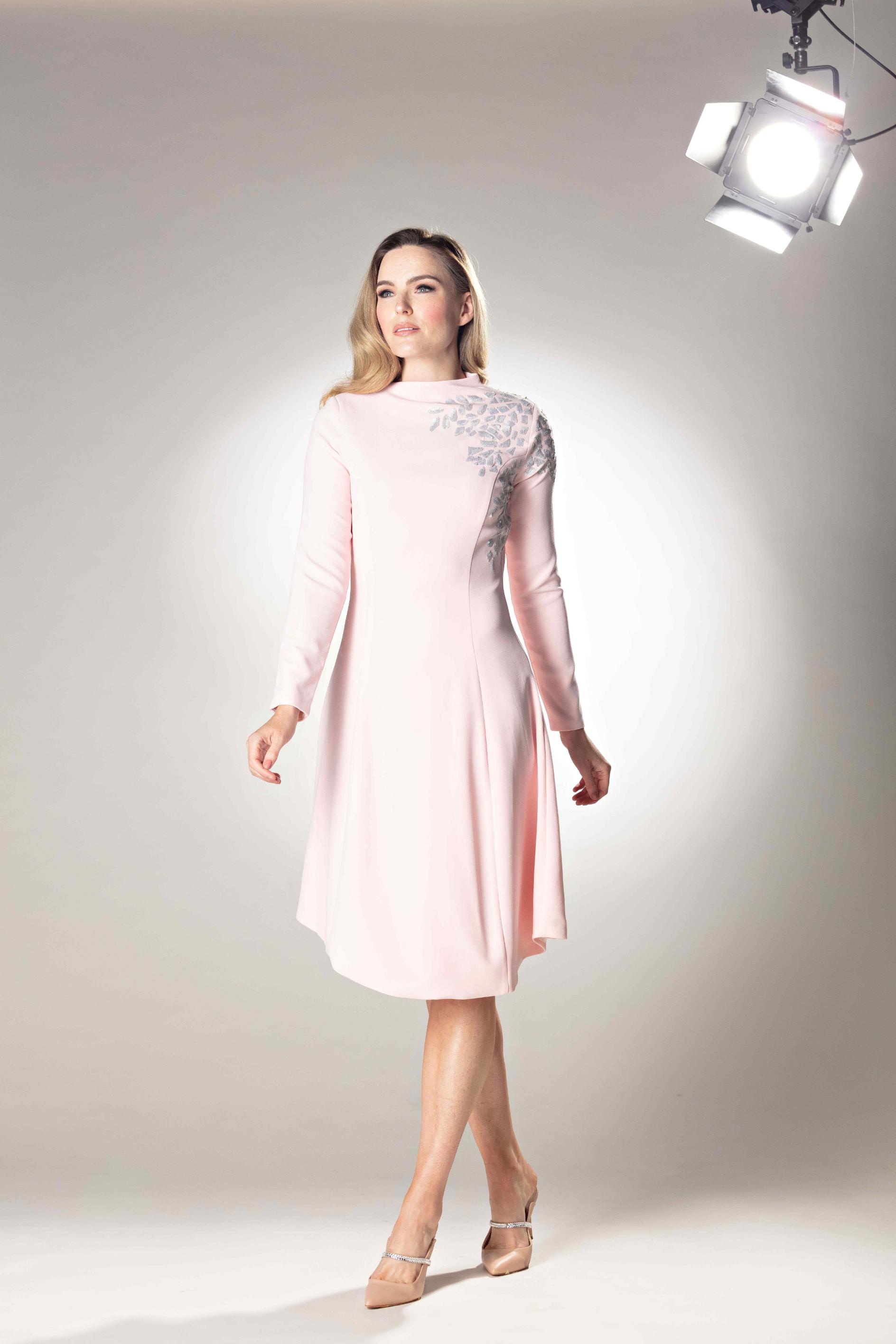 High Neck Full Sleeve Midi Dress