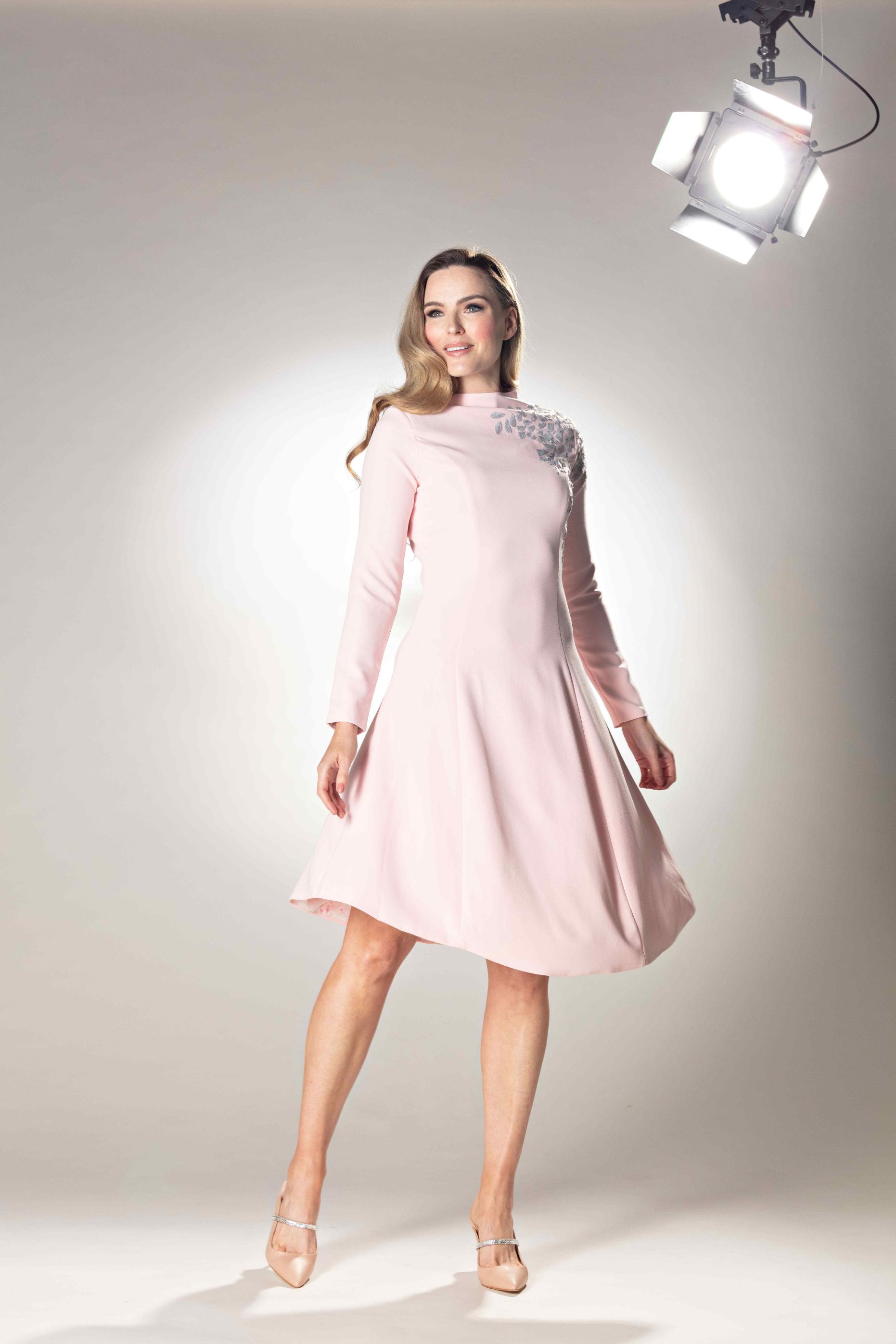 High Neck Full Sleeve Midi Dress