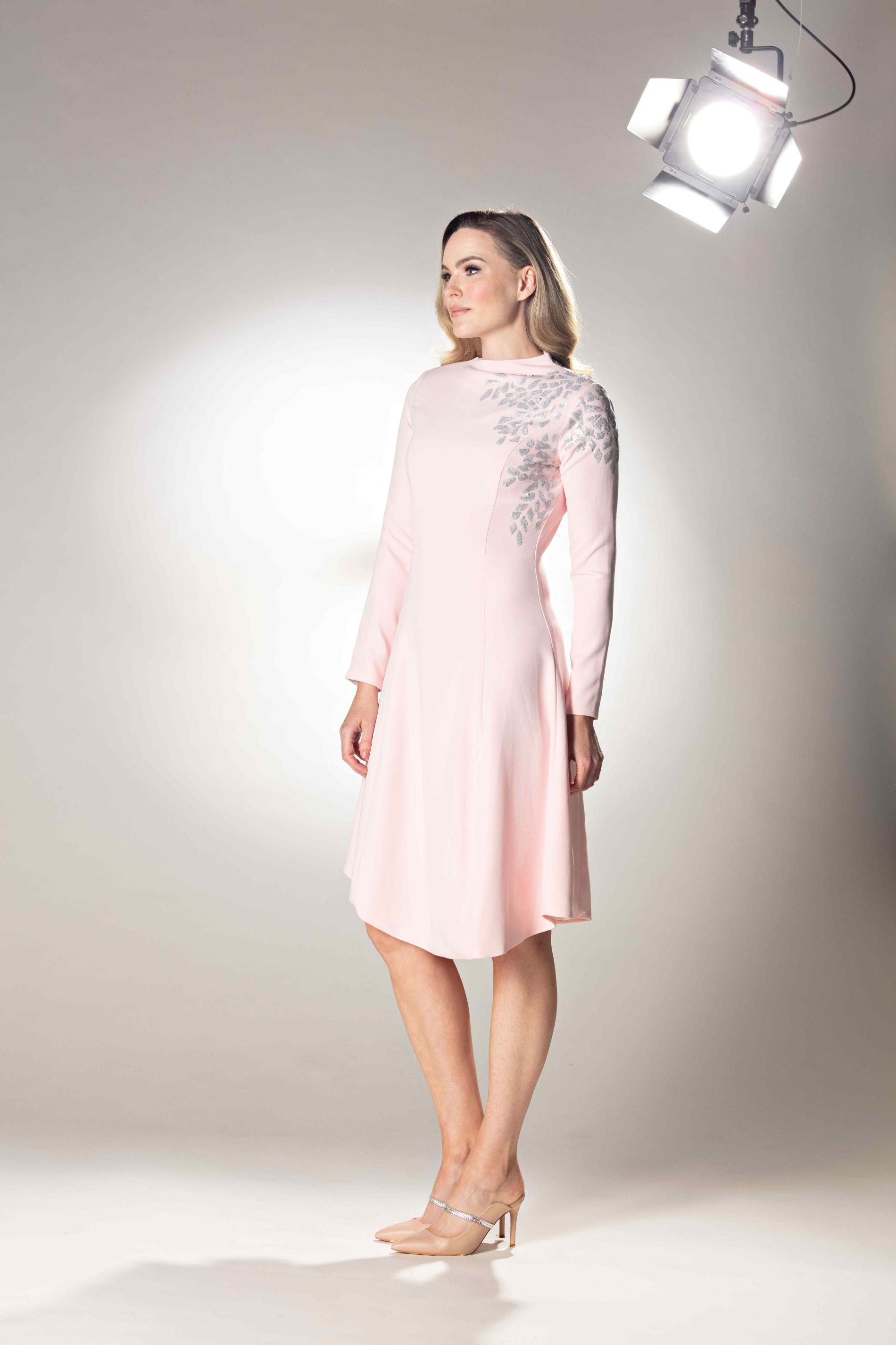 High Neck Full Sleeve Midi Dress