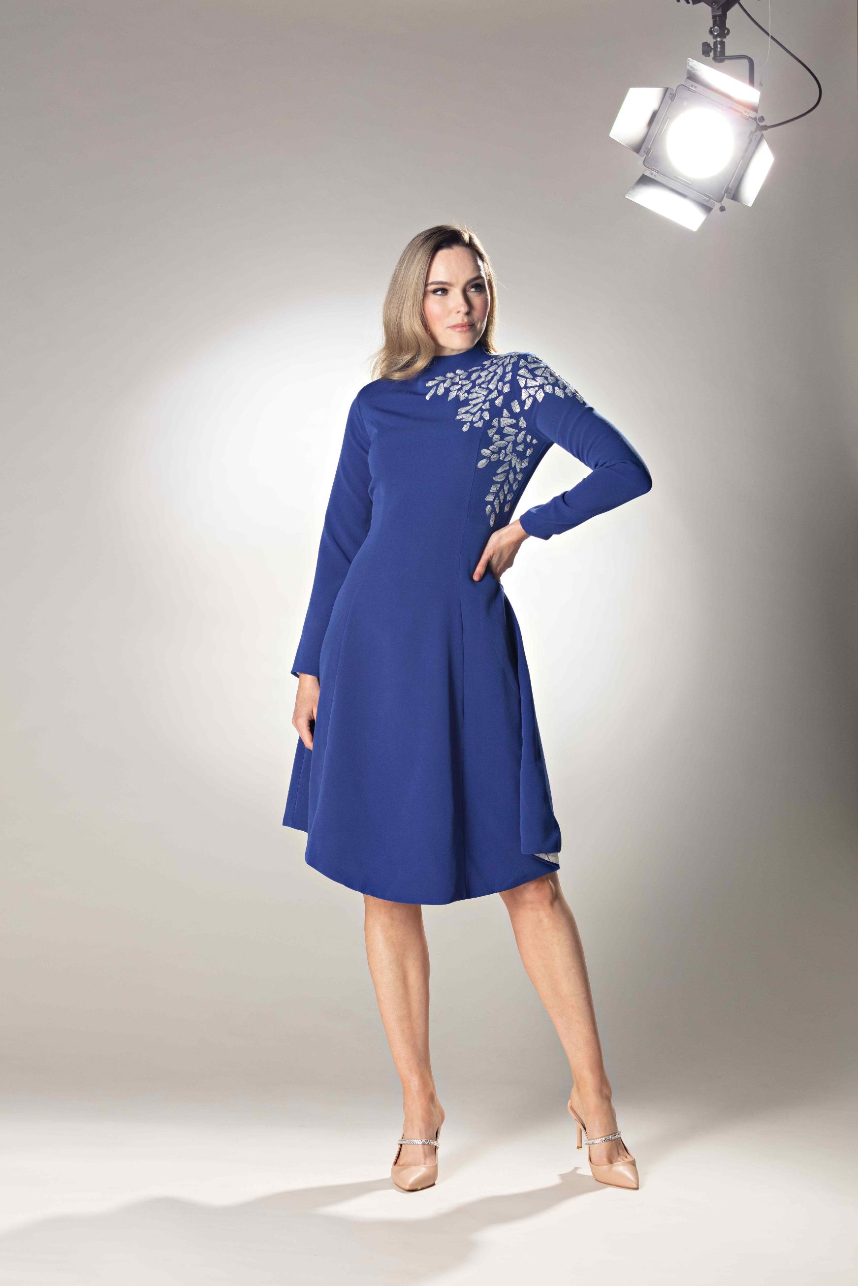 High Neck Full Sleeve Midi Dress