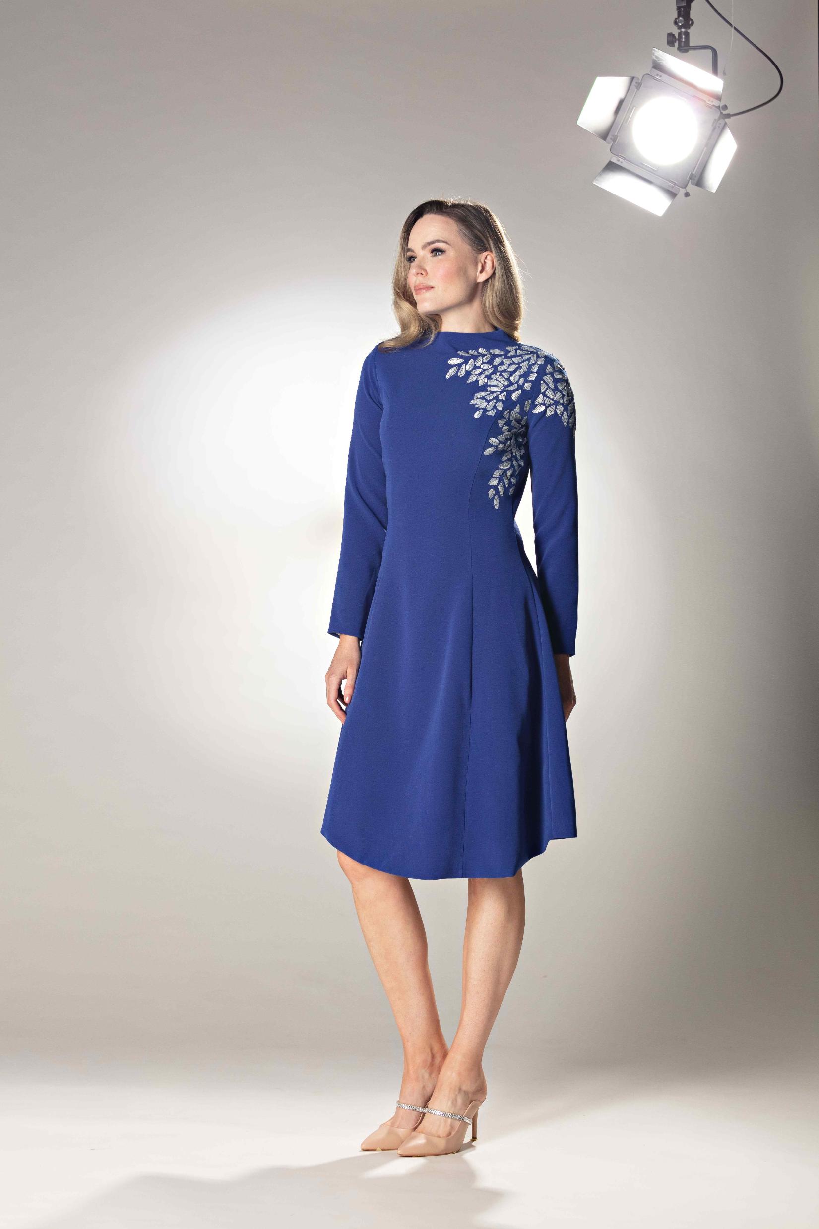 High Neck Full Sleeve Midi Dress