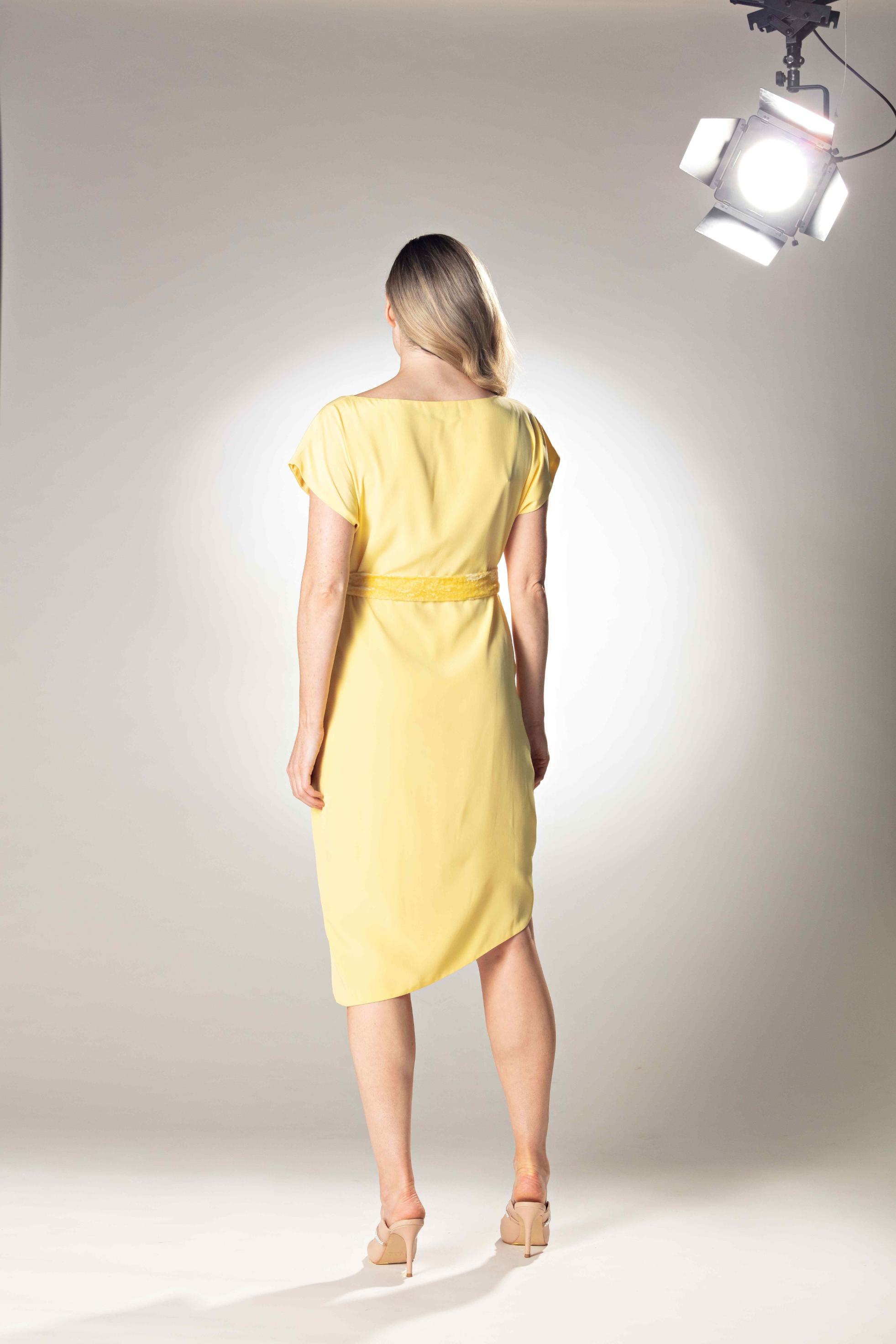 Bird Embroidered Wrap Yellow Style Dress